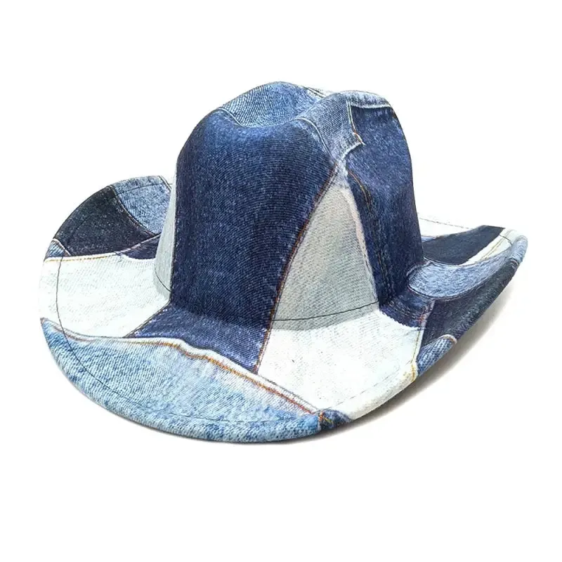 Denim Patchwork Fedora Hat