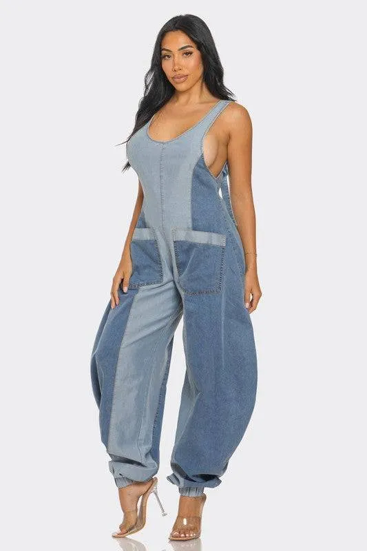 Denim Patchwork Harlem Jumpsuit – Trendy & Comfortable Streetwear