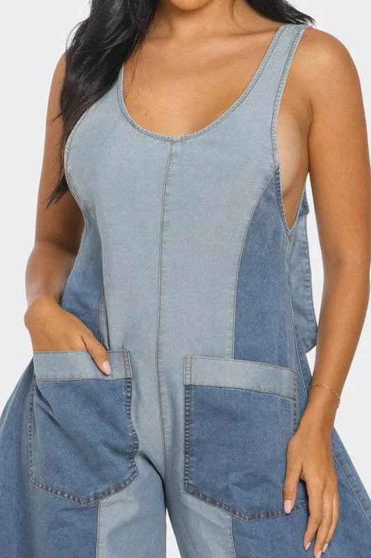 Denim Patchwork Harlem Jumpsuit – Trendy & Comfortable Streetwear
