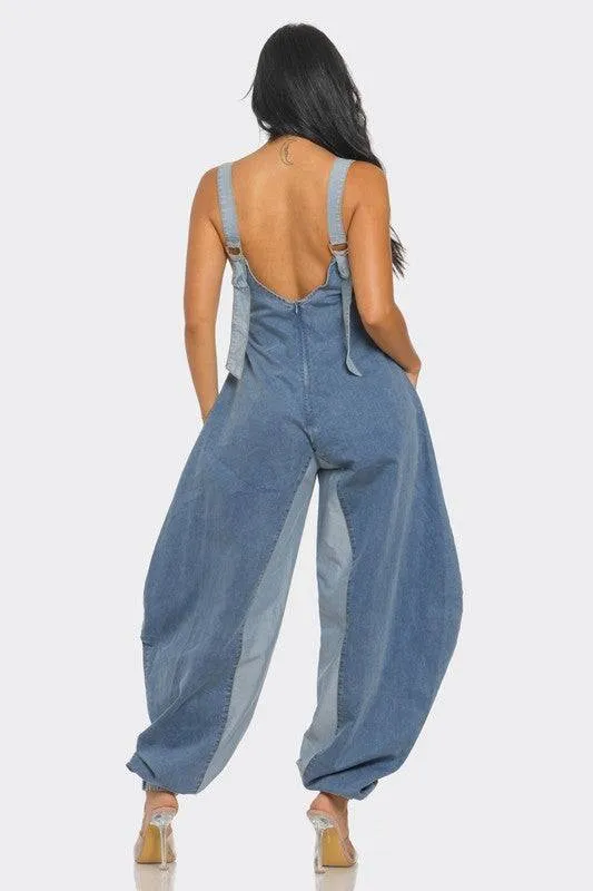 Denim Patchwork Harlem Jumpsuit – Trendy & Comfortable Streetwear