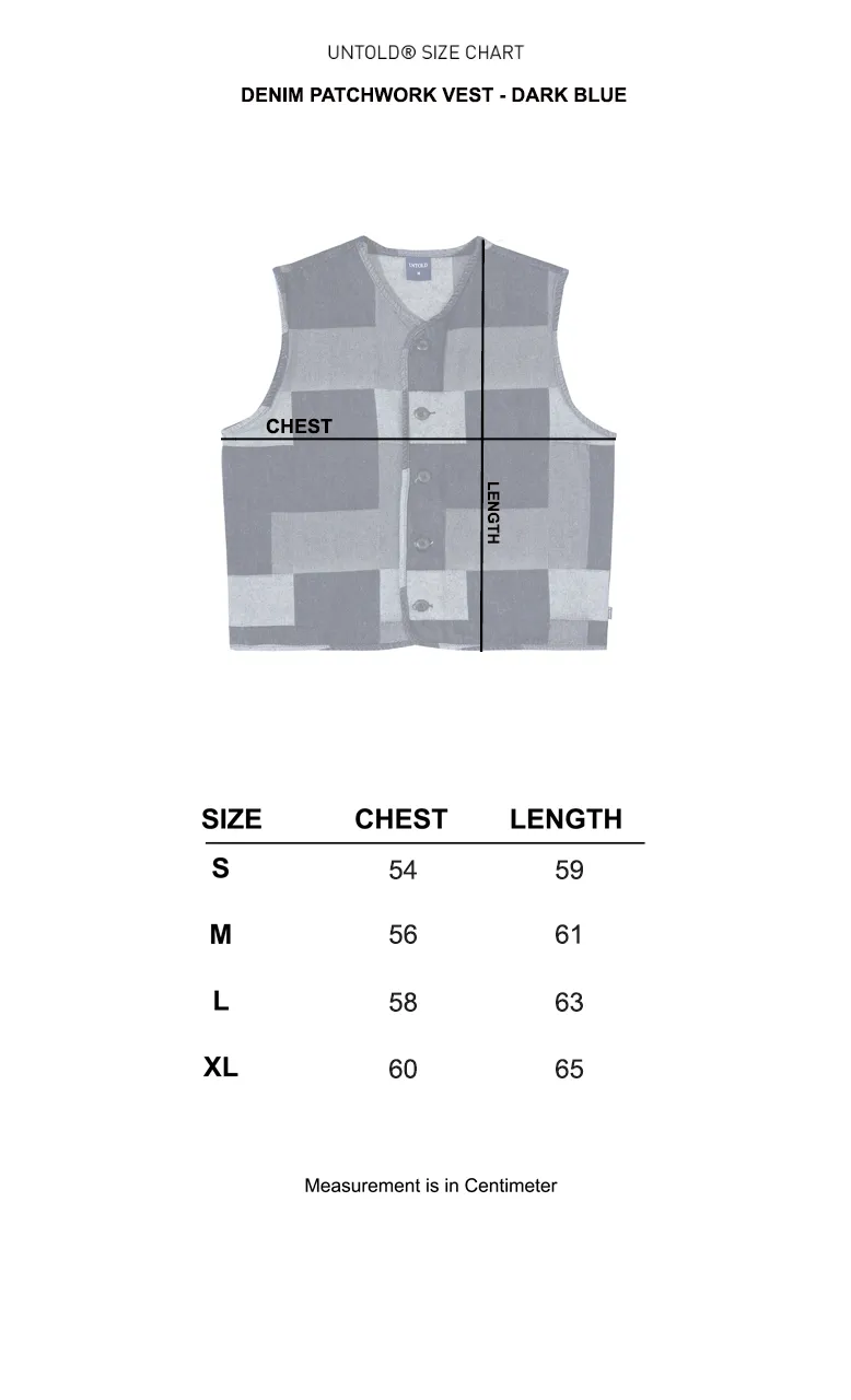 DENIM PATCHWORK VEST -DARK BLUE