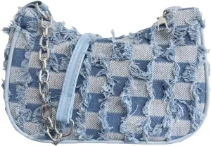 Denim Shoulder Bag for Women, Retro Checkered or Star Pattern Underarm Purse Vintage 90s Y2K Small Handbag Teen Girls