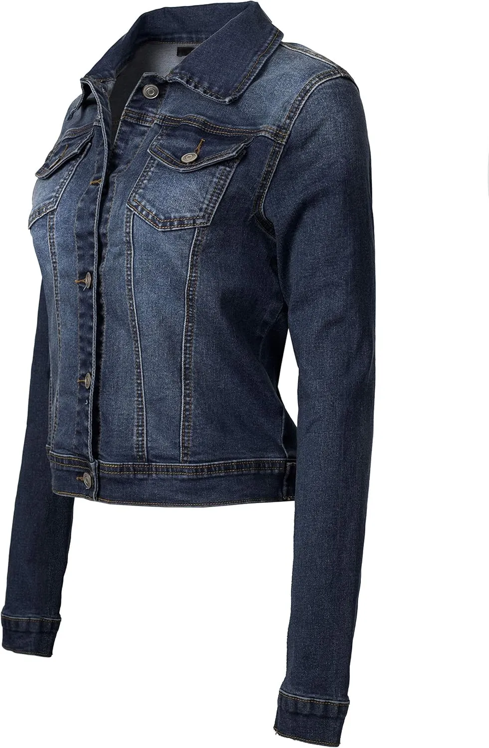 Design by Olivia Women's Classic/Destroyed Vintage Washed Long Sleeve Denim Jean Jacket
