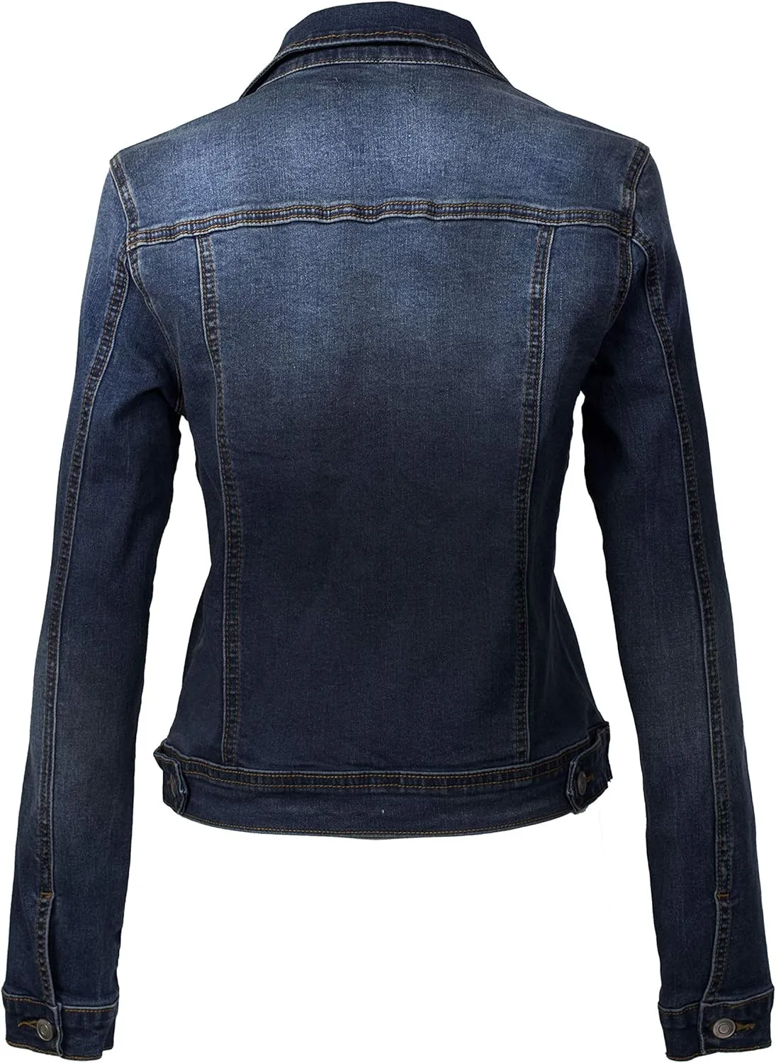 Design by Olivia Women's Classic/Destroyed Vintage Washed Long Sleeve Denim Jean Jacket