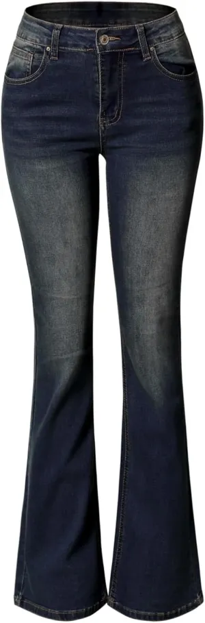 Design by Olivia Women's Sexy Stylish Flare Bell Bottom Slim Bootcut Jean