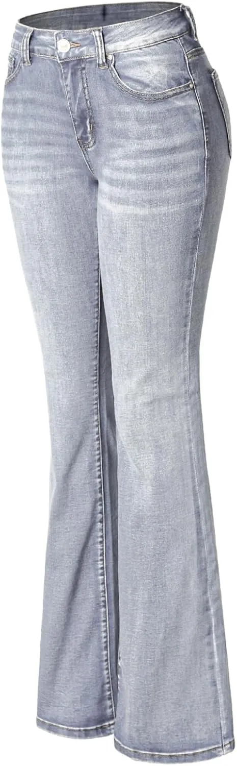 Design by Olivia Women's Sexy Stylish Flare Bell Bottom Slim Bootcut Jean