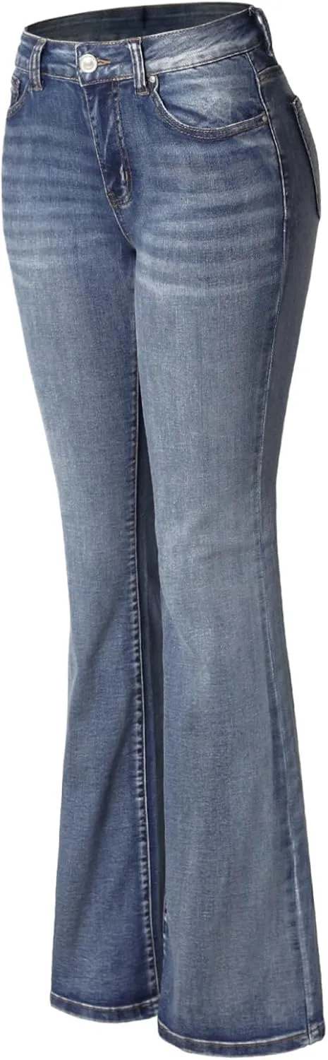Design by Olivia Women's Sexy Stylish Flare Bell Bottom Slim Bootcut Jean