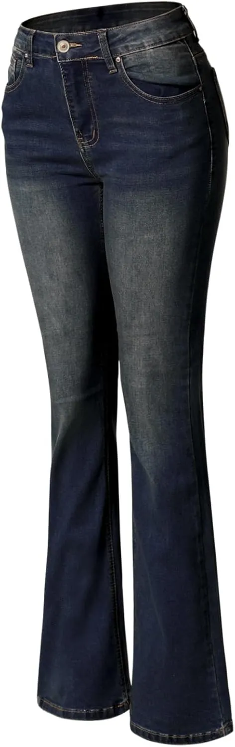Design by Olivia Women's Sexy Stylish Flare Bell Bottom Slim Bootcut Jean