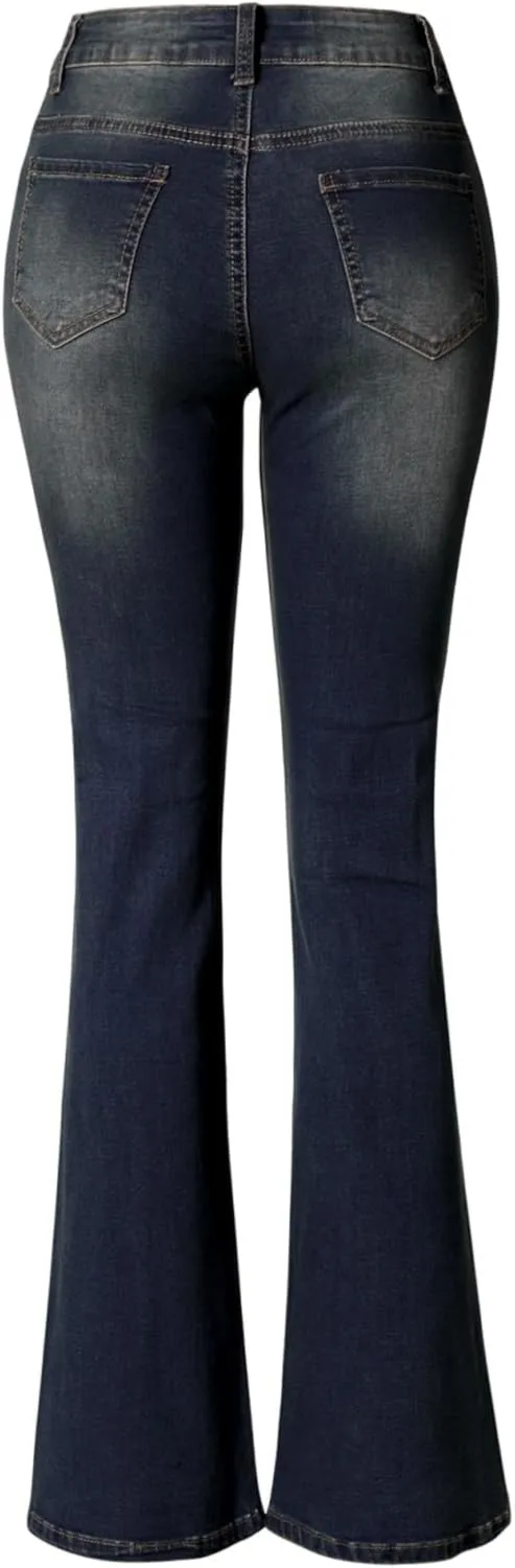 Design by Olivia Women's Sexy Stylish Flare Bell Bottom Slim Bootcut Jean