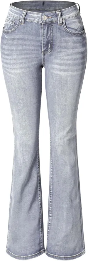 Design by Olivia Women's Sexy Stylish Flare Bell Bottom Slim Bootcut Jean