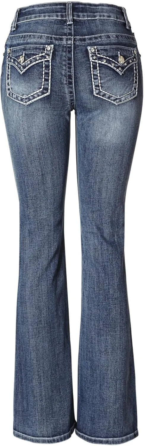 Design by Olivia Women's Sexy Stylish Flare Bell Bottom Slim Bootcut Jean