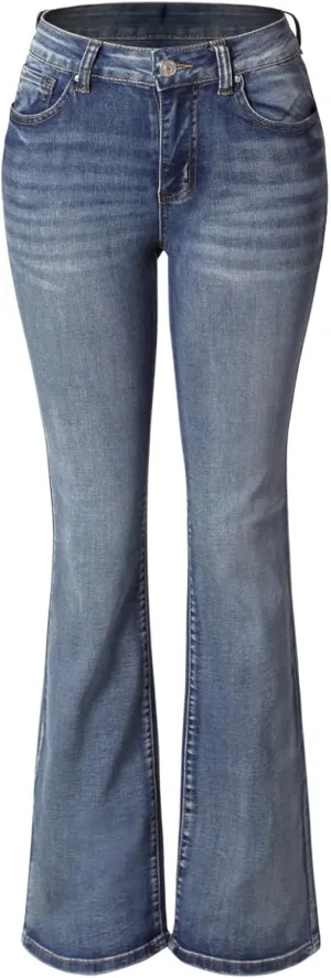 Design by Olivia Women's Sexy Stylish Flare Bell Bottom Slim Bootcut Jean