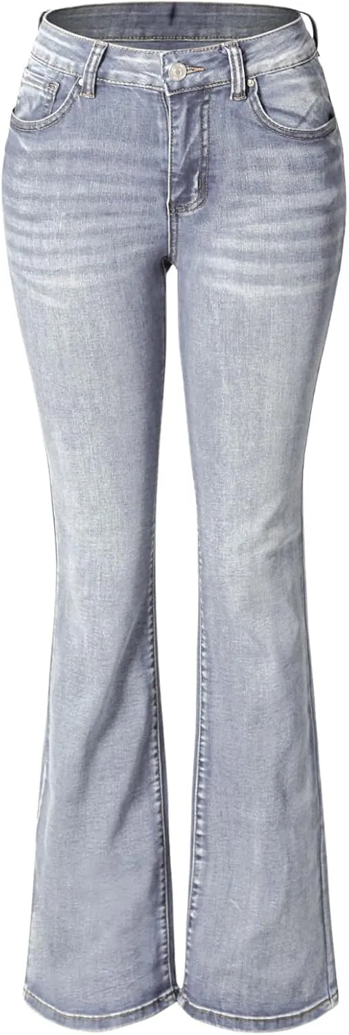 Design by Olivia Women's Sexy Stylish Flare Bell Bottom Slim Bootcut Jean