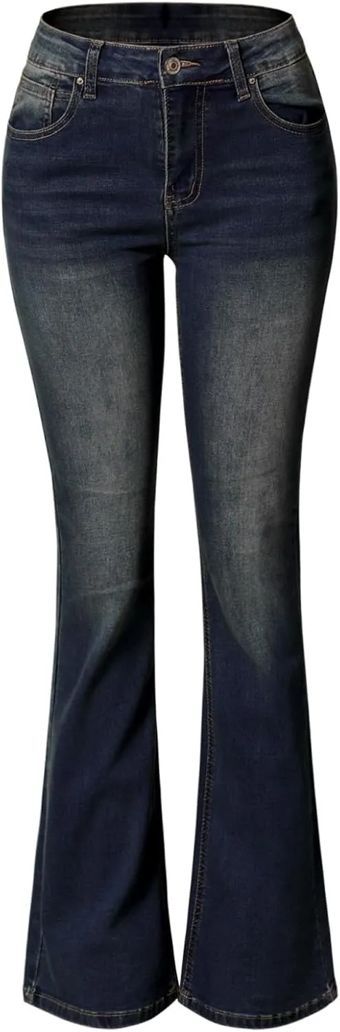Design by Olivia Women's Sexy Stylish Flare Bell Bottom Slim Bootcut Jean