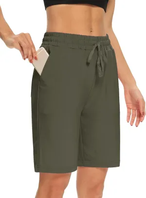 DIBAOLONG Womens Yoga Shorts Loose Comfy Drawstring Lounge Bermuda Shorts with 3 Pockets
