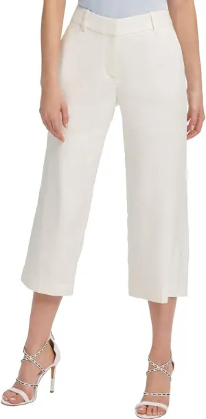 DKNY $79 Womens New White Cropped Wide Leg Wear to Work Pants 8 B B