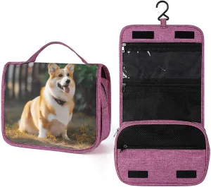 Dog Corgi Travel Toiletry Bag for Women,Hanging Toiletry Organizer with Hook, Makeup Bag Travel Organizer for Shampoo,Toiletriesl