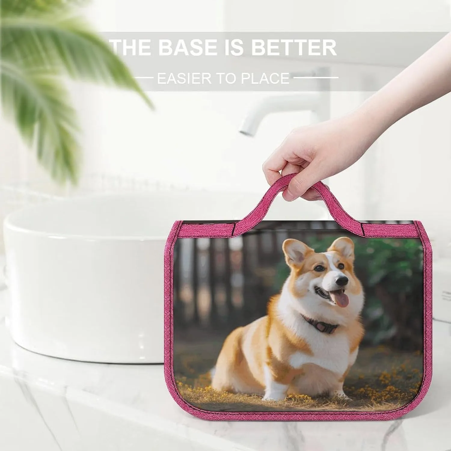Dog Corgi Travel Toiletry Bag for Women,Hanging Toiletry Organizer with Hook, Makeup Bag Travel Organizer for Shampoo,Toiletriesl