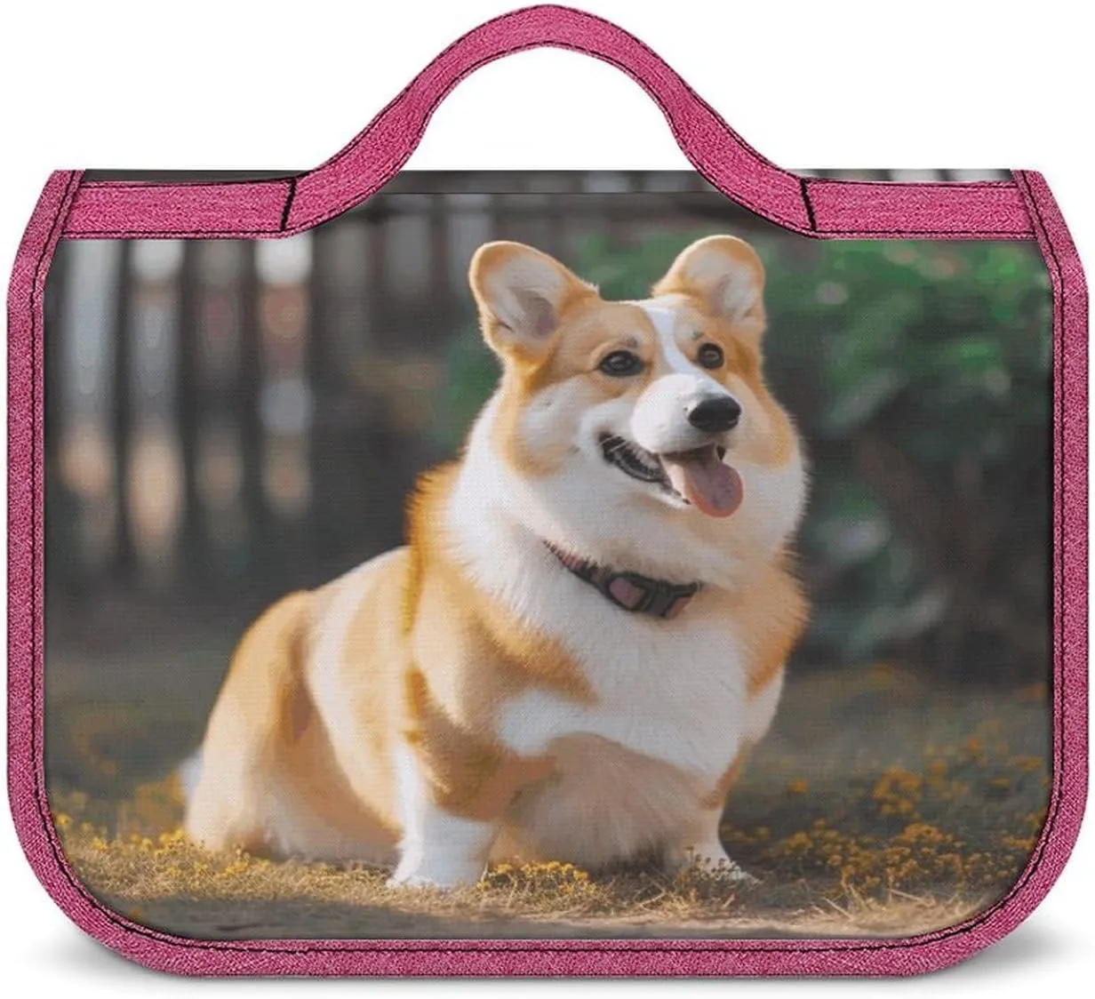 Dog Corgi Travel Toiletry Bag for Women,Hanging Toiletry Organizer with Hook, Makeup Bag Travel Organizer for Shampoo,Toiletriesl