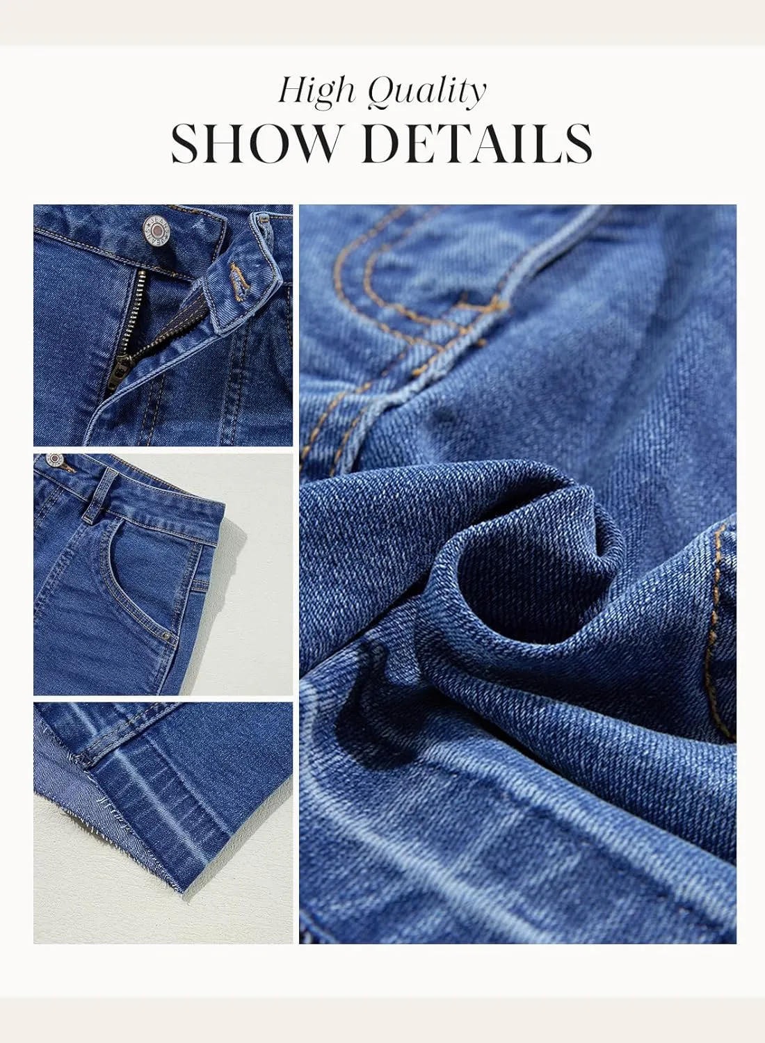 Dokotoo Womens Jean Shorts Stretchy High Waisted 2025 Straight Leg Frayed Raw Hem Casual Denim Shorts with Pockets