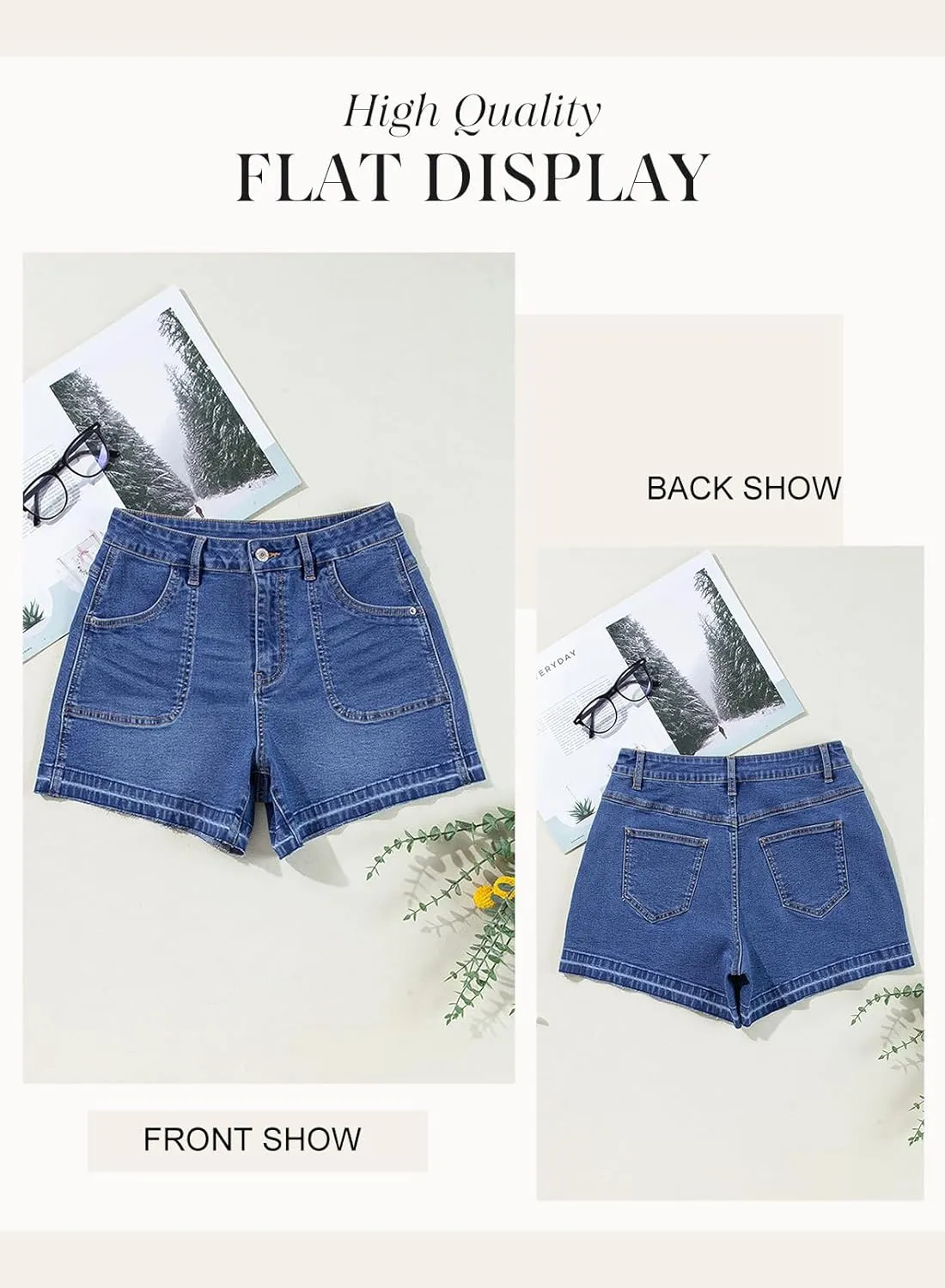 Dokotoo Womens Jean Shorts Stretchy High Waisted 2025 Straight Leg Frayed Raw Hem Casual Denim Shorts with Pockets