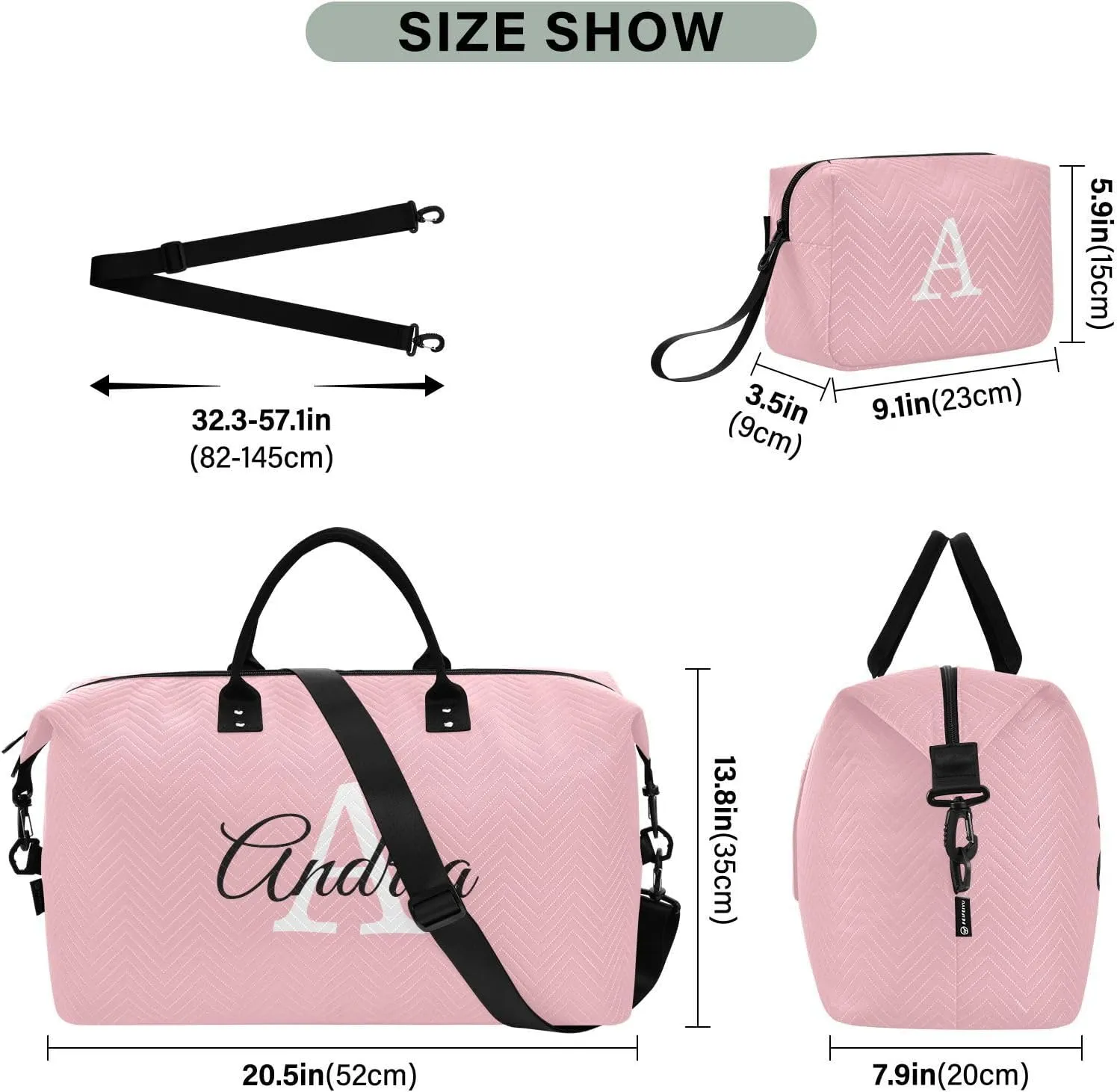 DOMIKING Color Personalized Duffel Bag Weekender Overnight Bags for Women Men Custom Travel Bag for Travel, 2 Pcs