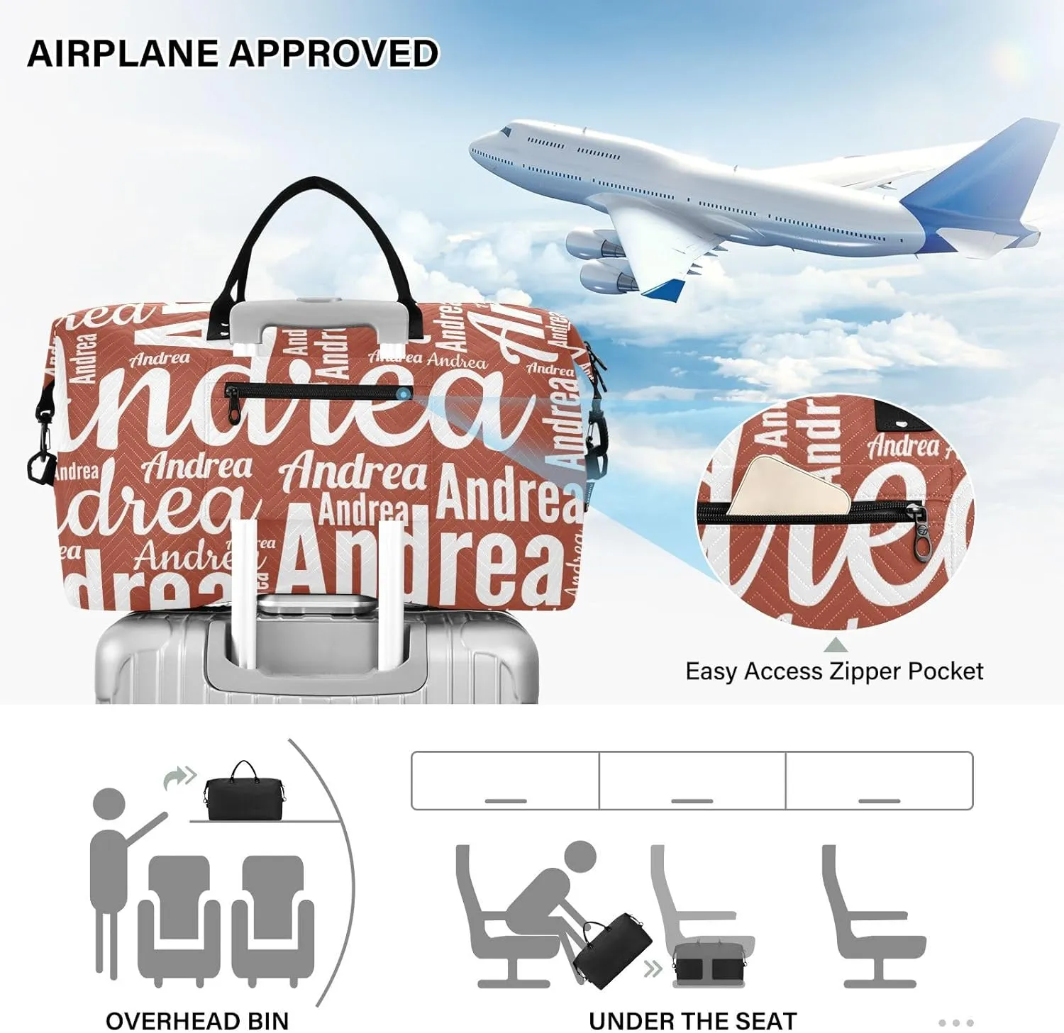 DOMIKING Dark Red Personalized Duffel Bag Foldable Weekender Bag Overnight Bags for Women Men Custom Gym Bag with Toiletry Bag for Travel Men Business, 2 Pcs