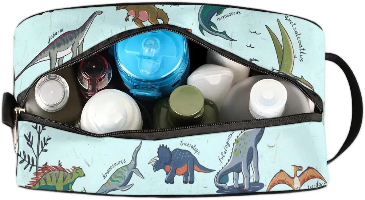 Doodle Dinosaur Toiletry Bag for Boys Men, Travel Toiletry Bag for Woman Cosmetic Makeup Bag, Waterproof Shaving Bag for Toiletries Accessories Travel Essentials