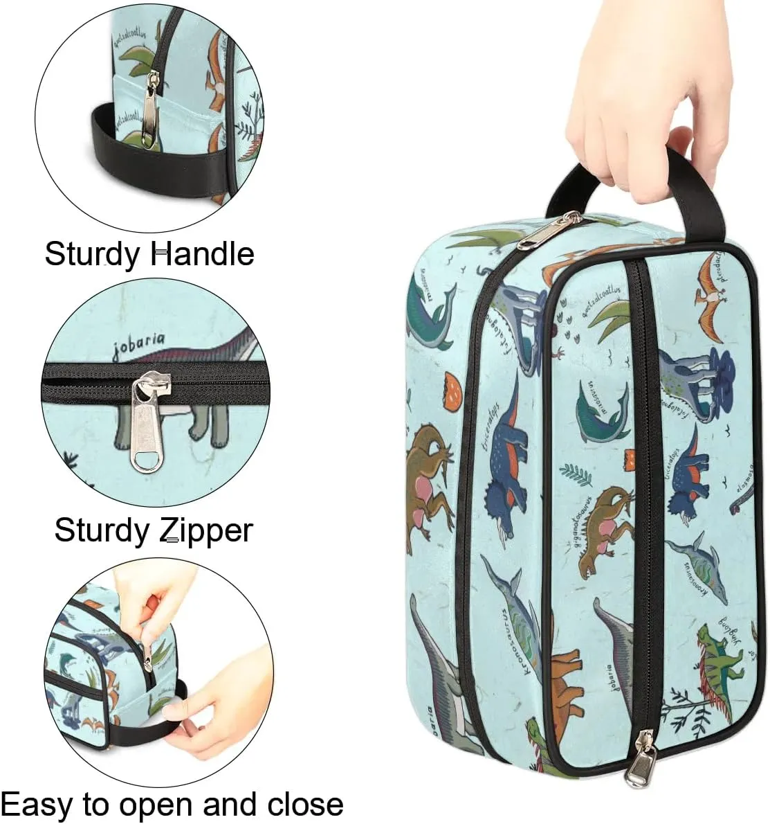 Doodle Dinosaur Toiletry Bag for Boys Men, Travel Toiletry Bag for Woman Cosmetic Makeup Bag, Waterproof Shaving Bag for Toiletries Accessories Travel Essentials