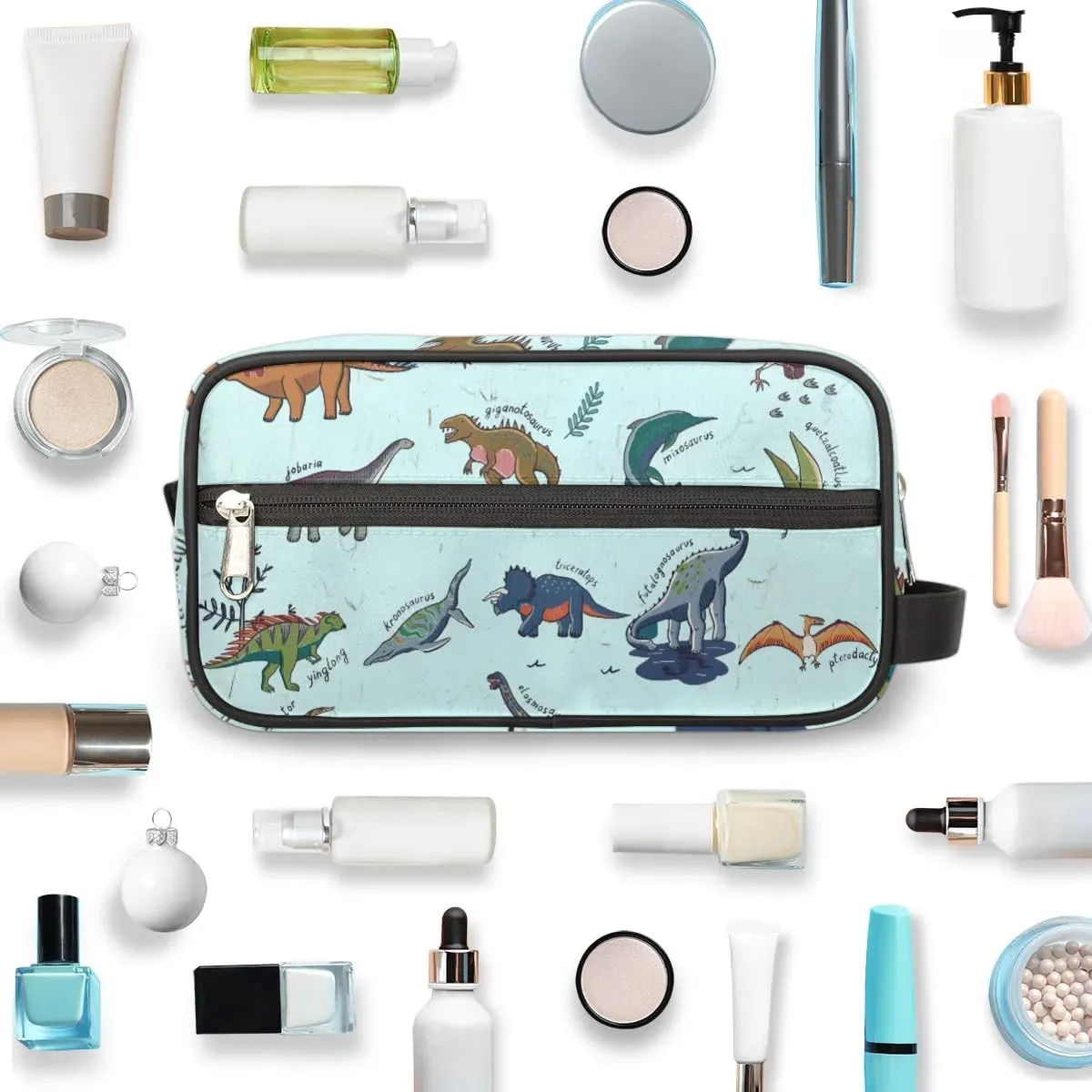 Doodle Dinosaur Toiletry Bag for Boys Men, Travel Toiletry Bag for Woman Cosmetic Makeup Bag, Waterproof Shaving Bag for Toiletries Accessories Travel Essentials