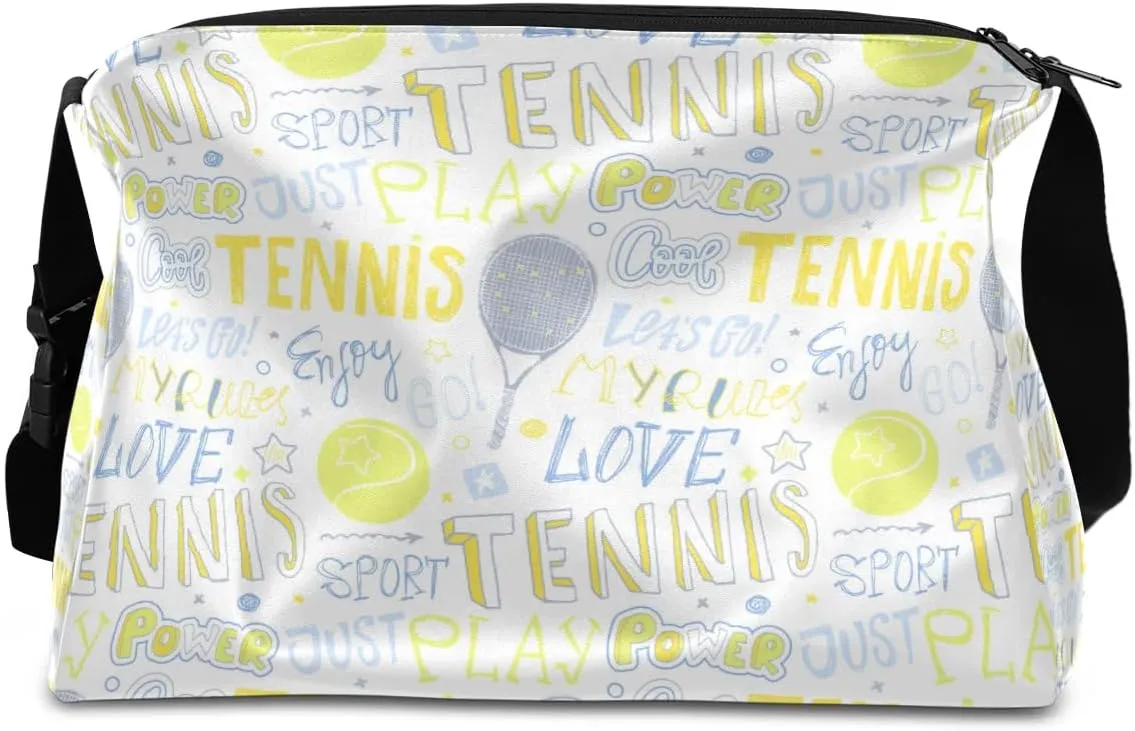 Doodle Tennis Ball Small Gym Bag for Men Women Workout Sport Duffle Bag Waterproof Weekender Overnight Bag Lightweight Carry on Tote Bag Crossbody Shoulder Travel Bag for Swim Yoge Dance