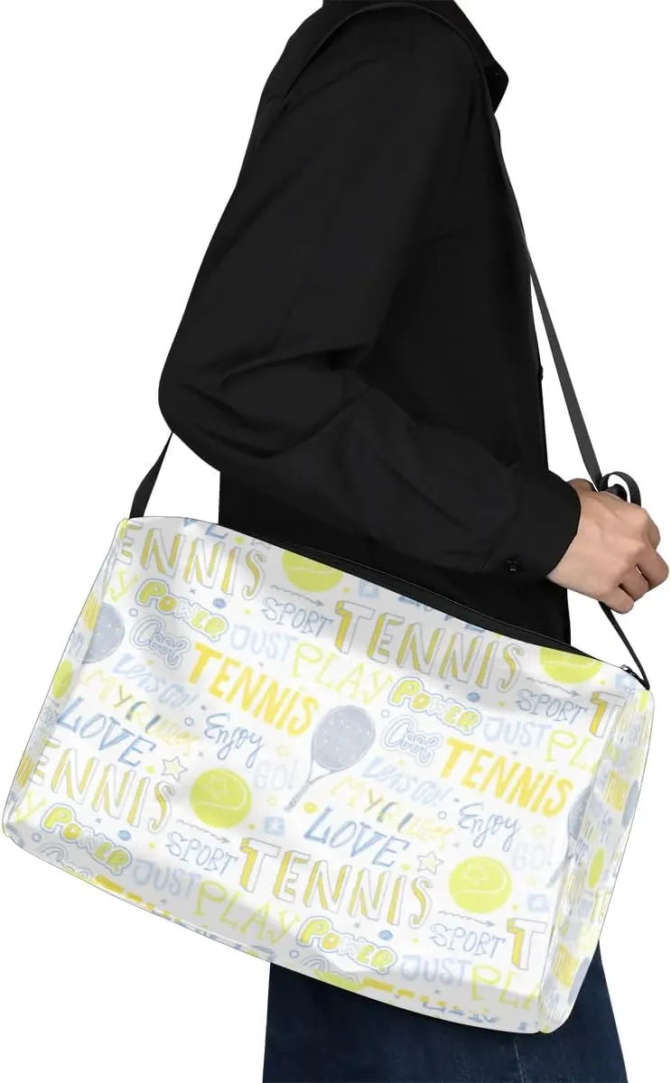 Doodle Tennis Ball Small Gym Bag for Men Women Workout Sport Duffle Bag Waterproof Weekender Overnight Bag Lightweight Carry on Tote Bag Crossbody Shoulder Travel Bag for Swim Yoge Dance