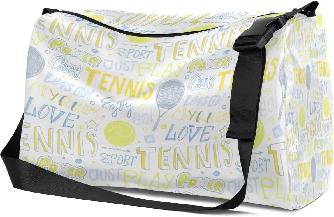 Doodle Tennis Ball Small Gym Bag for Men Women Workout Sport Duffle Bag Waterproof Weekender Overnight Bag Lightweight Carry on Tote Bag Crossbody Shoulder Travel Bag for Swim Yoge Dance