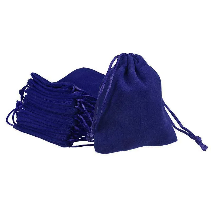 Double Sided Royal Blue Velvet Drawstring Bags - 4 Sizes