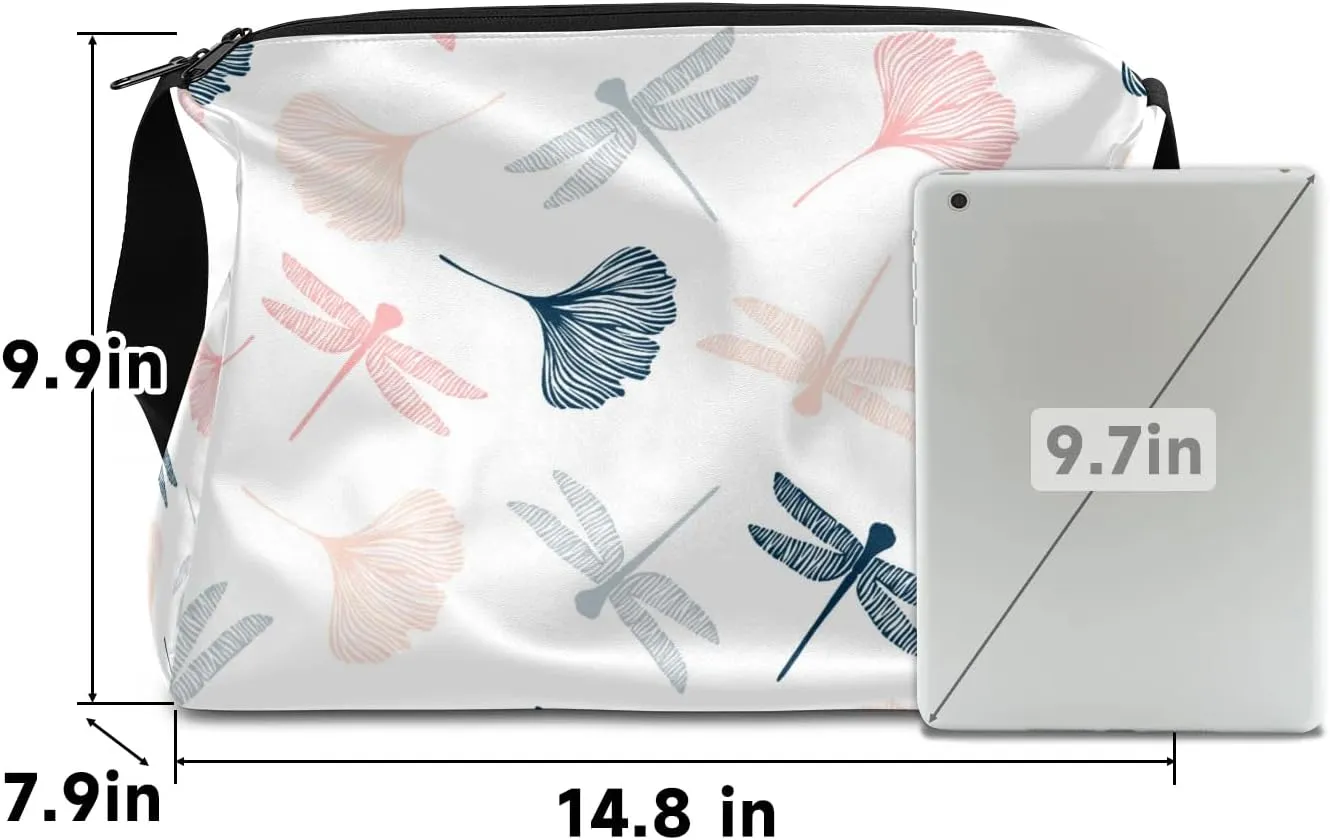Dragonflies Ginkgo Leaves Small Gym Bag for Men Women Workout Sport Duffle Bag Waterproof Weekender Overnight Bag