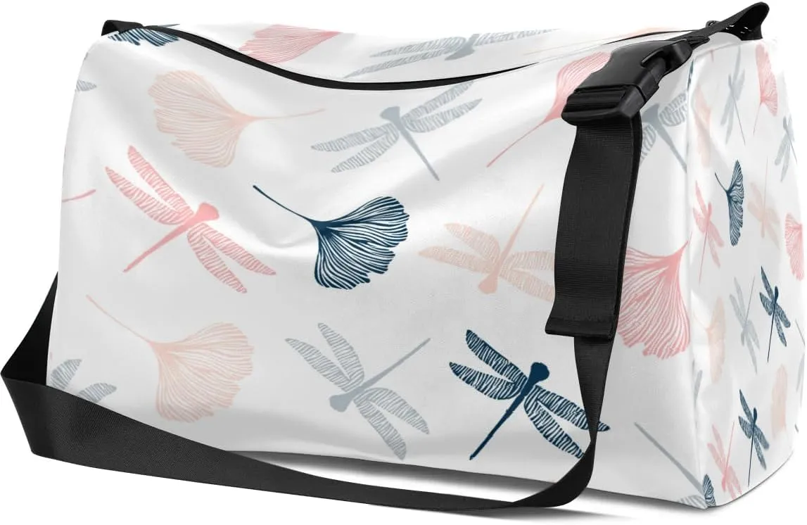 Dragonflies Ginkgo Leaves Small Gym Bag for Men Women Workout Sport Duffle Bag Waterproof Weekender Overnight Bag