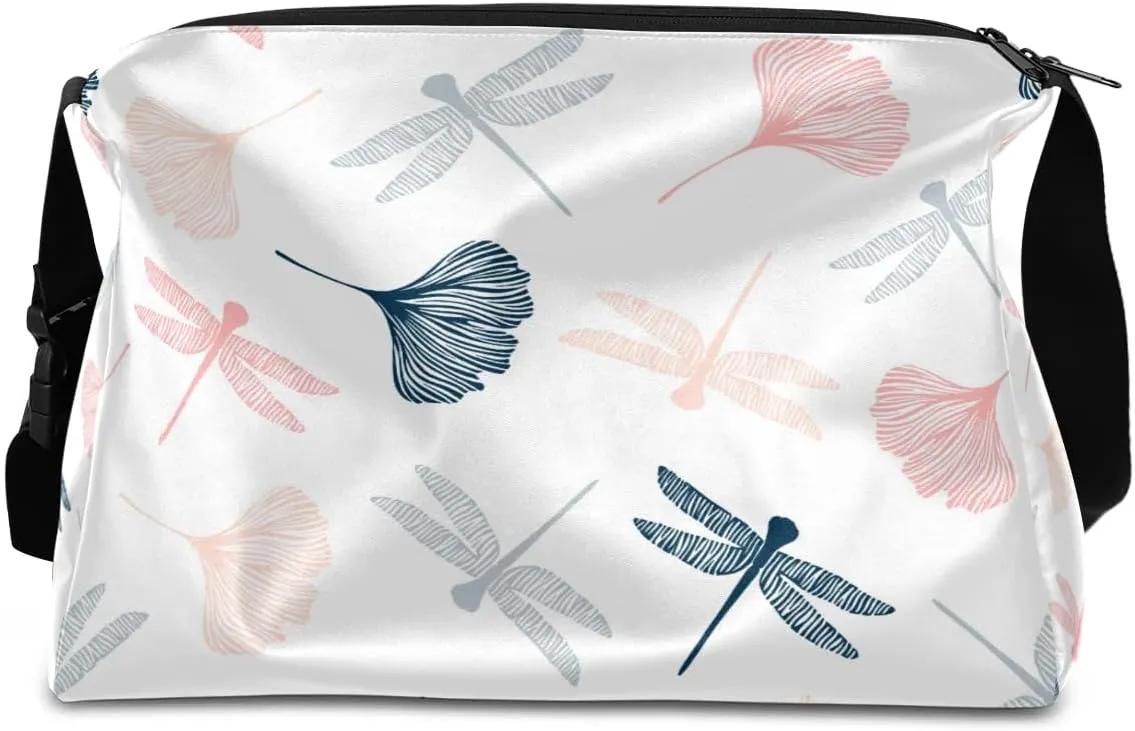 Dragonflies Ginkgo Leaves Small Gym Bag for Men Women Workout Sport Duffle Bag Waterproof Weekender Overnight Bag