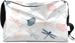 Dragonflies Ginkgo Leaves Small Gym Bag for Men Women Workout Sport Duffle Bag Waterproof Weekender Overnight Bag