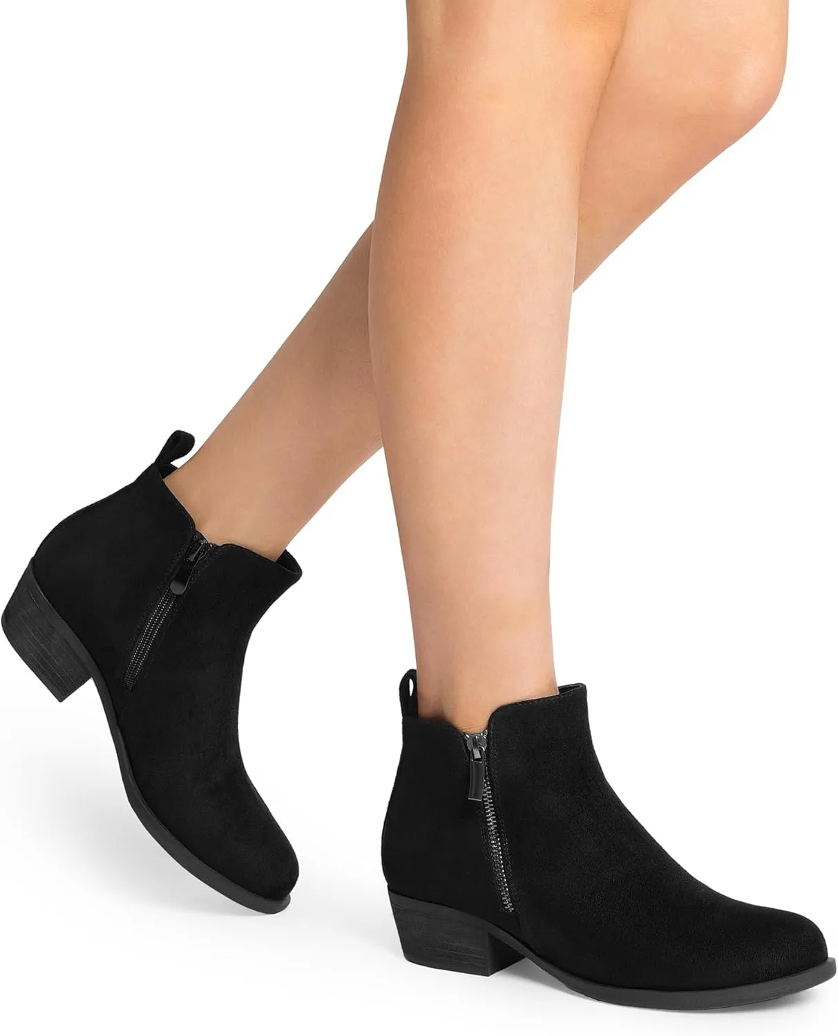 DREAM PAIRS Women's Ankle Boots Classic Low Chunky Heel Side Zipper Booties Shoes
