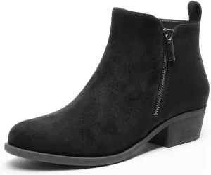 DREAM PAIRS Women's Ankle Boots Classic Low Chunky Heel Side Zipper Booties Shoes