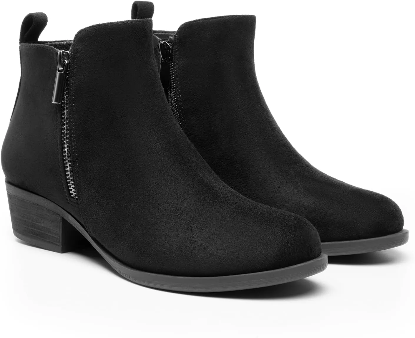 DREAM PAIRS Women's Ankle Boots Classic Low Chunky Heel Side Zipper Booties Shoes