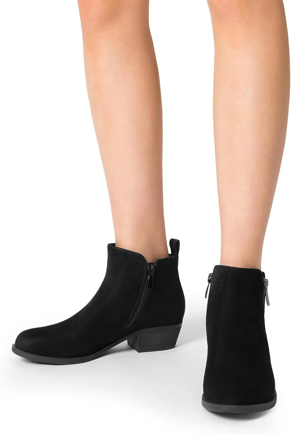 DREAM PAIRS Women's Ankle Boots Classic Low Chunky Heel Side Zipper Booties Shoes