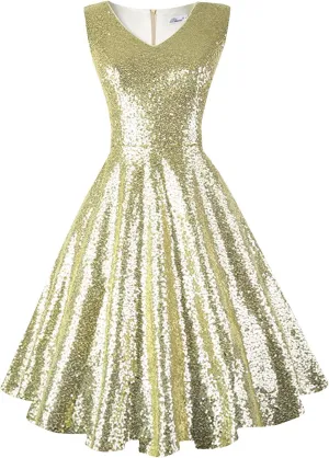 Dressever Women's 50s 60s Vintage Sleeveless Cocktail Party Dress with Pockets