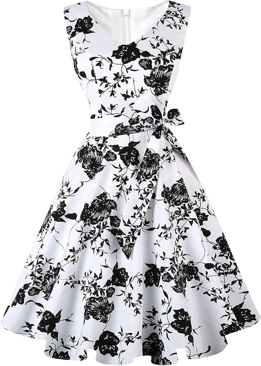 Dressever Women's 50s 60s Vintage Sleeveless Cocktail Party Dress with Pockets