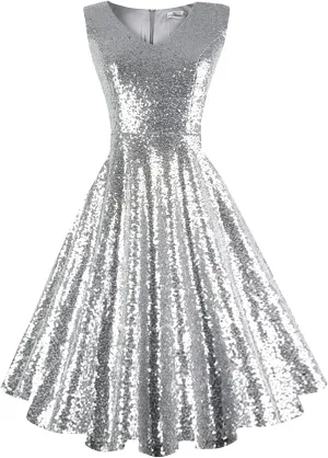 Dressever Women's 50s 60s Vintage Sleeveless Cocktail Party Dress with Pockets
