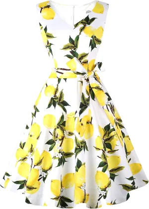 Dressever Women's 50s 60s Vintage Sleeveless Cocktail Party Dress with Pockets