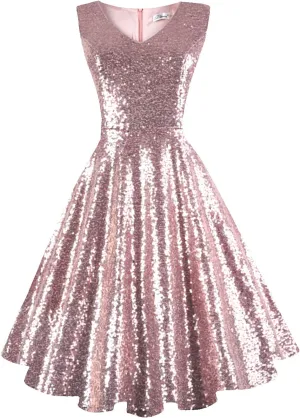 Dressever Women's 50s 60s Vintage Sleeveless Cocktail Party Dress with Pockets
