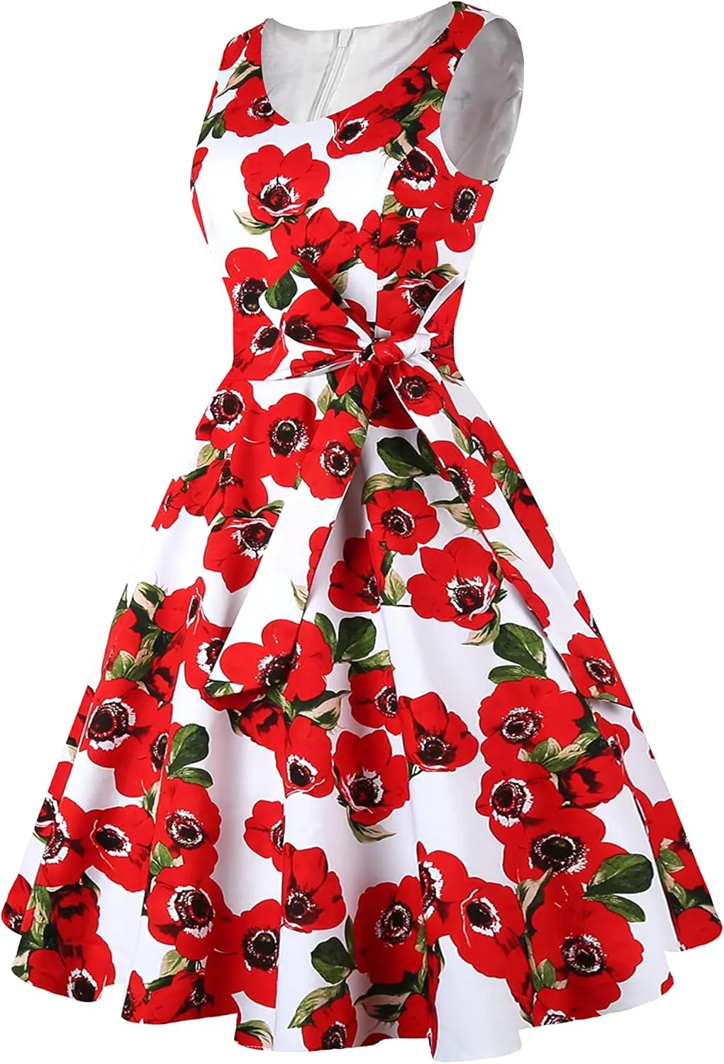 Dressever Women's 50s 60s Vintage Sleeveless Cocktail Party Dress with Pockets