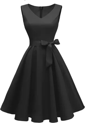 Dressever Women's 50s 60s Vintage Sleeveless Cocktail Party Dress with Pockets