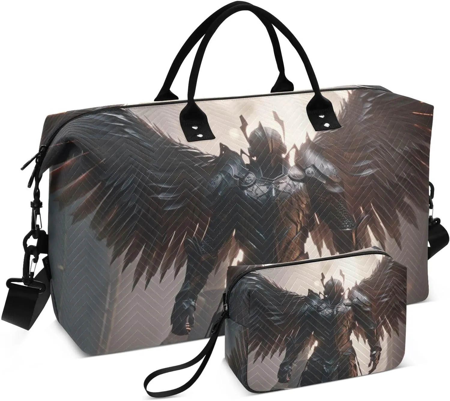 Duffel Bag for Traveling, Mighty Archangel Wings Gym Bags with Multiple Interior Pockets for Women Men Toiletry Purse Included 20.5”x 1.9” x 13.8”